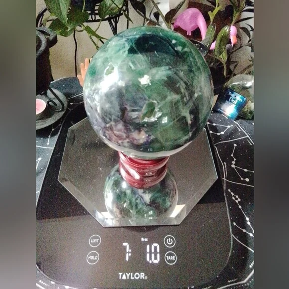 7.1 LB HUGE Druzy Statement Fluorite Crystal Ball Sphere Mineral & Many Rainbows - Picture 3 of 13